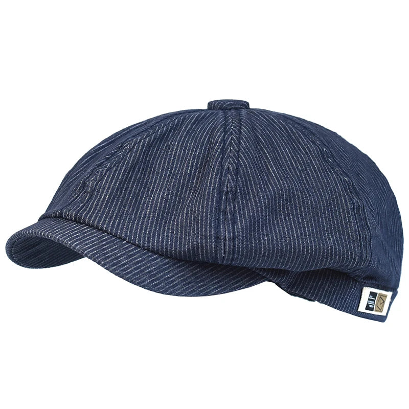 Stripe Newsboy Cap Peaky Casual Octagonal Hat