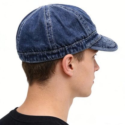 Short Brim Full Closed Soft Top Denim Fitted Caps Hats