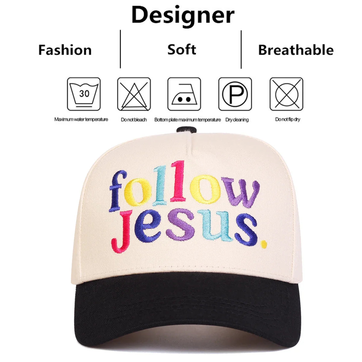 Unisex Follow Jesus Letter Embroidery Baseball Caps Spring and Autumn