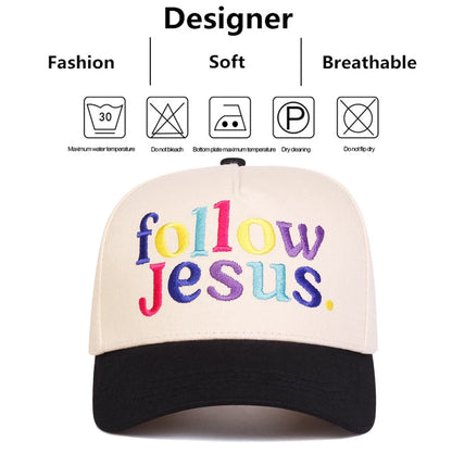 Unisex Follow Jesus Letter Embroidery Baseball Caps Spring and Autumn
