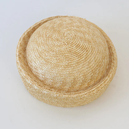 100% Natural Round Straw Hat For Women Japanese Summer Sailor Hat