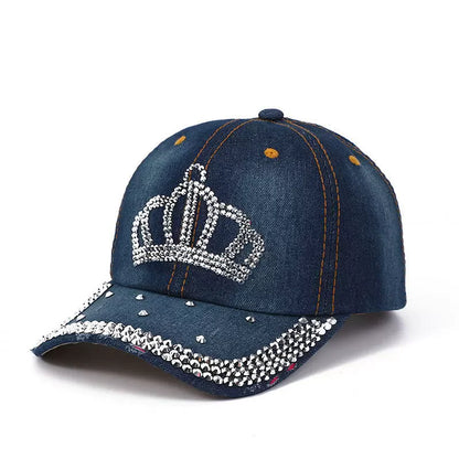 Crown-Shaped Diamond-Studded Women's Baseball Cap