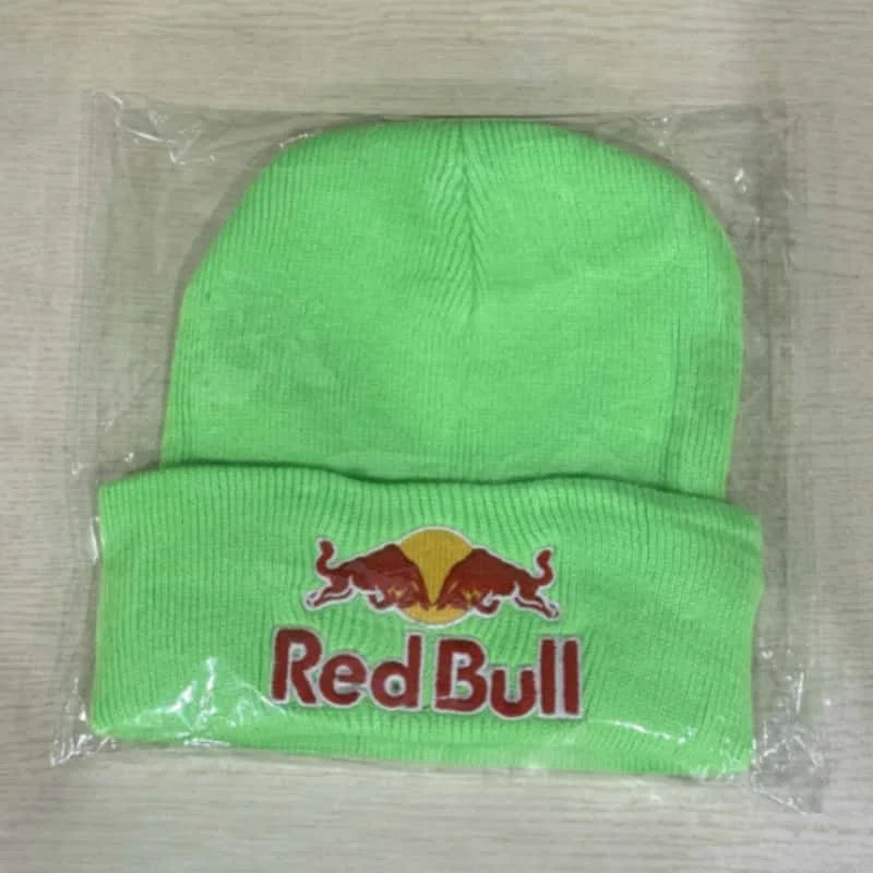 Embroidered Red Bull Knitted hat Beanie Winter Hat Unisex Warm Cap Red Bull