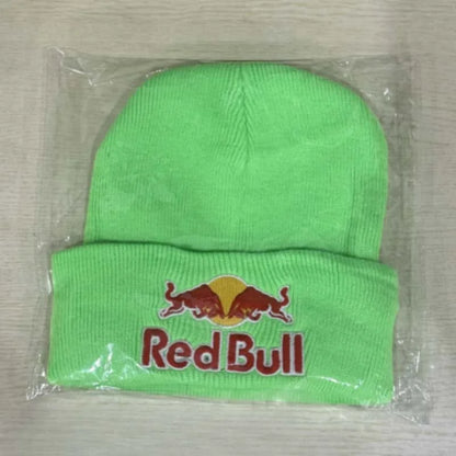 Embroidered Red Bull Knitted hat Beanie Winter Hat Unisex Warm Cap Red Bull