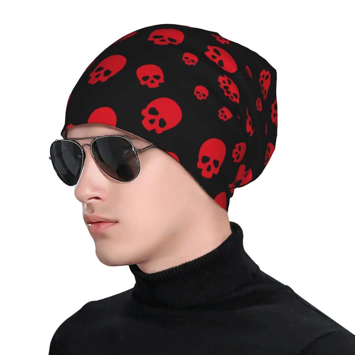 Red Skulls Black Pattern Beanie Hats Bonnet Hats Men Women Vintage Outdoor