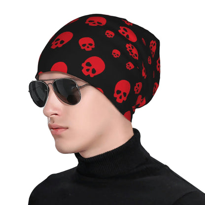 Red Skulls Black Pattern Beanie Hats Bonnet Hats Men Women Vintage Outdoor