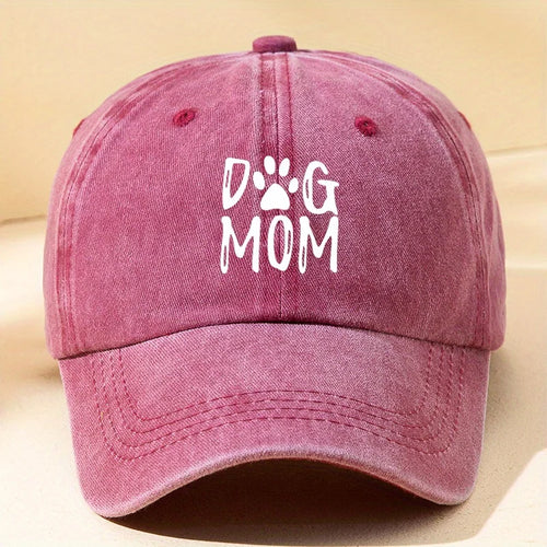 Classic Washed Retro Dog Mom Printed Baseball Cap, Outdoor Casual Sports