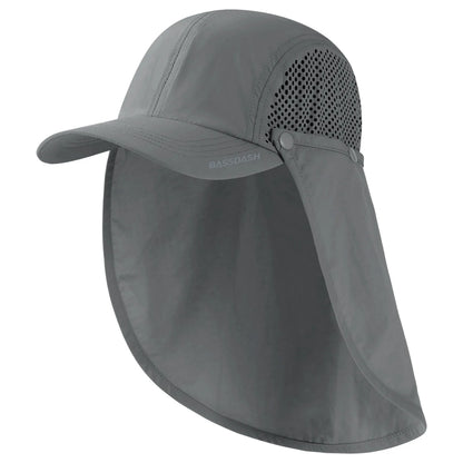 UPF 50+ Foldable Fishing Hat Baseball Cap With Removable Neck Flap Portable
