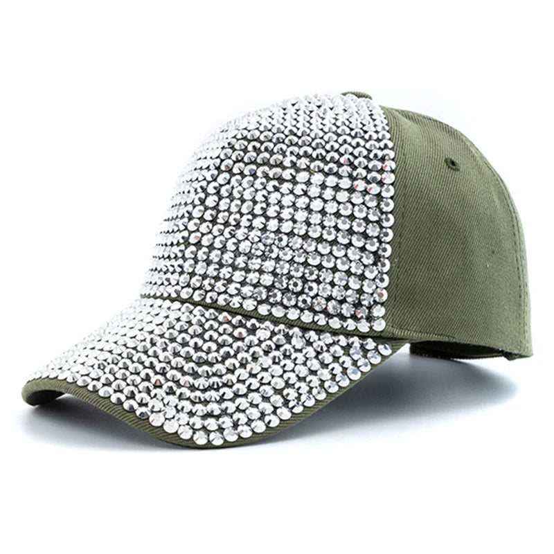 Women Diamond Inlay Cap Simple Plain Baseball Cap Female