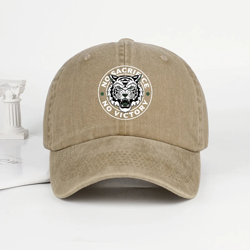 Tiger Logo Washed Baseball Cap Soft Comfortable Lightweight Breathable Adjustable Trendy Fashion Unisex
