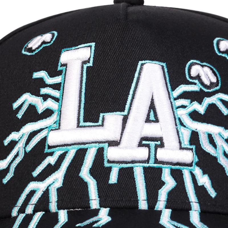 Unisex LA Embroidery Lightning Baseball Caps Spring Autumn