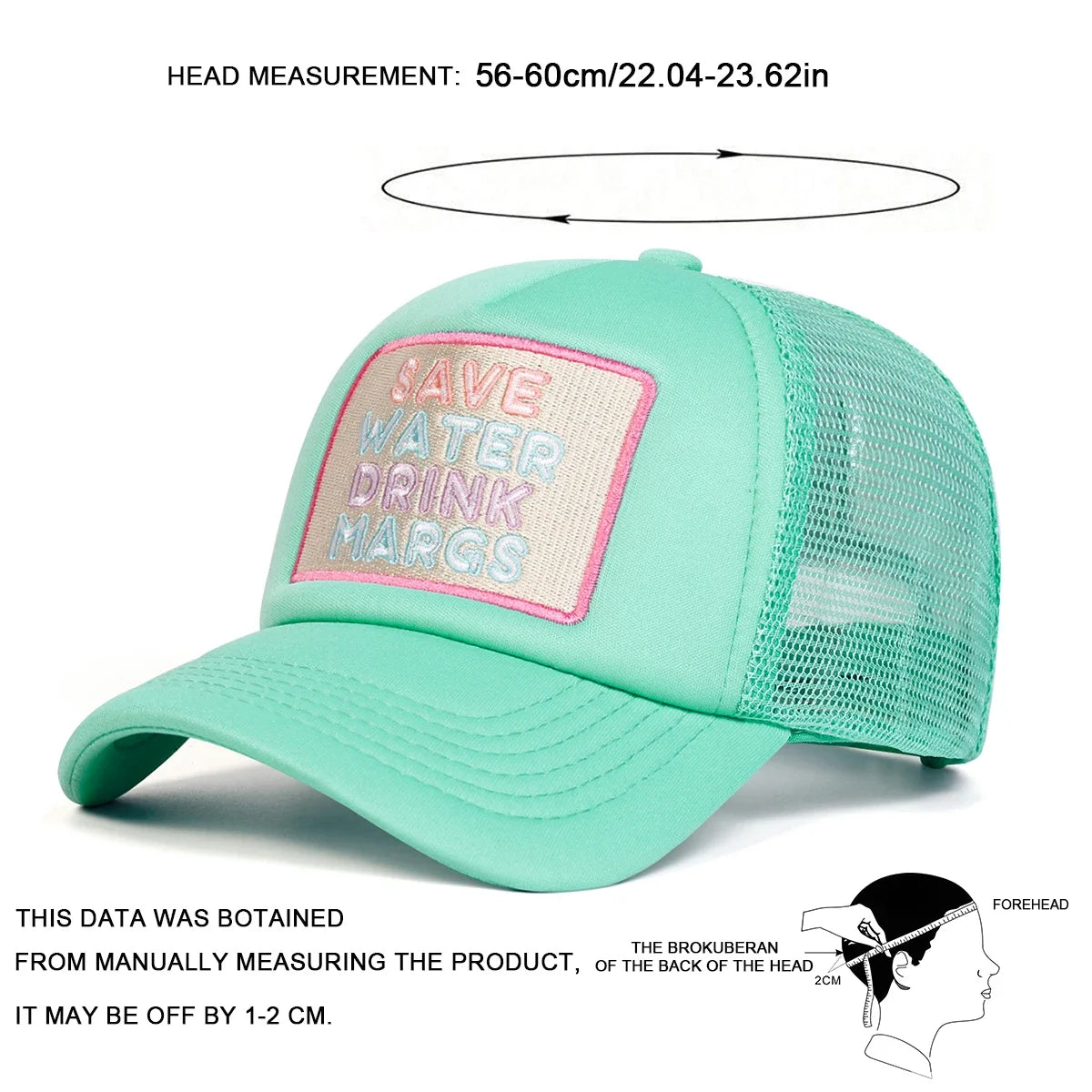 Unisex Drink Margs Embroidery Baseball Net Caps Spring and Summer
