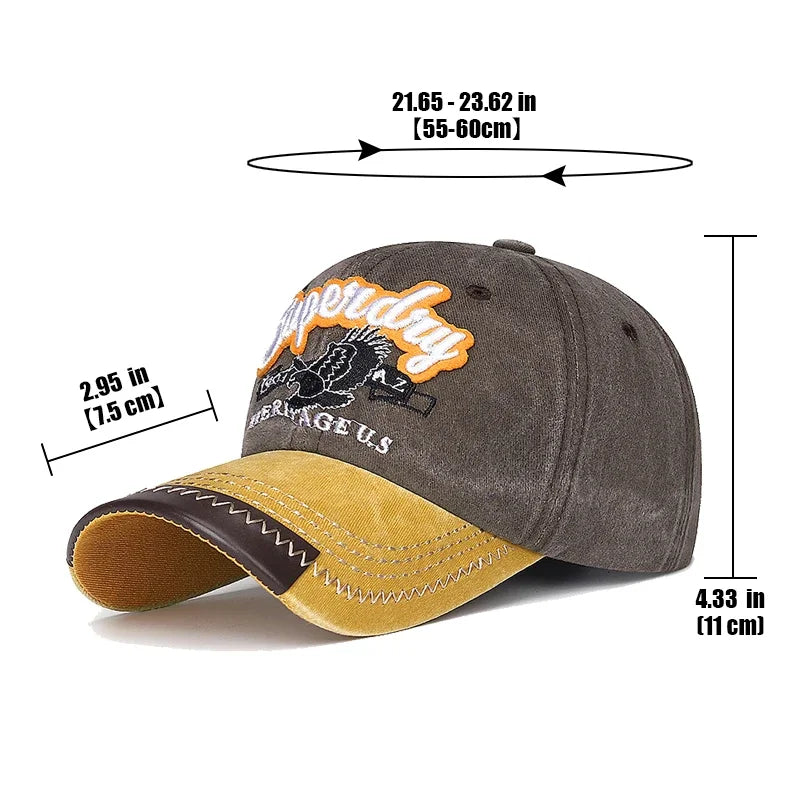 New Unisex Washed Cotton Embroidered Eagle Baseball Cap