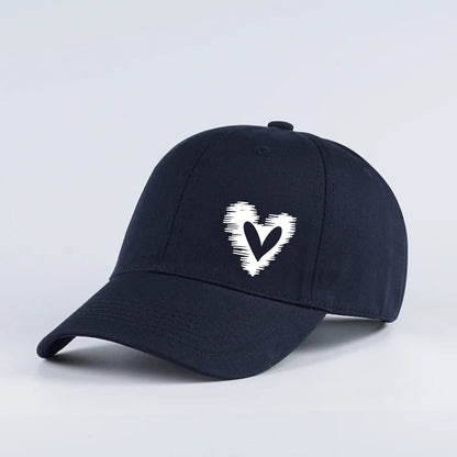 Stylish, Minimalist Baseball Cap with Heart Print