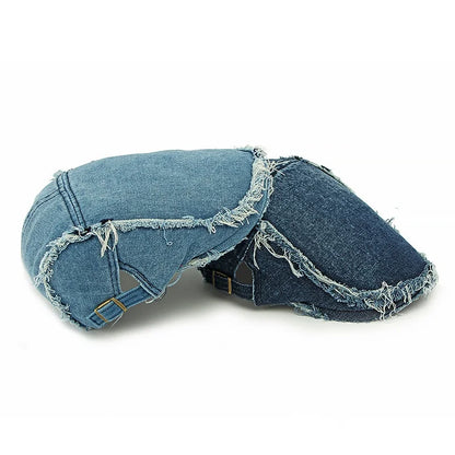 Retro Washed Denim Berets Women