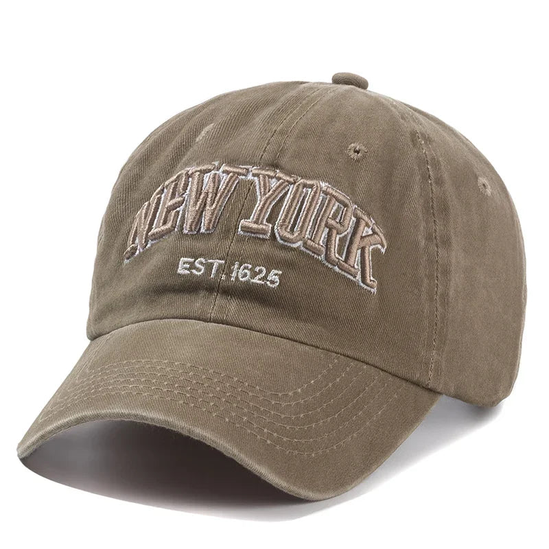 New York Washed Cotton Cap For Men Women