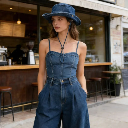 Unisex Vintage Washed Denim Bucket Hat