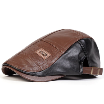 Men Retro Pu Leather Newsboy Caps Painters Hats