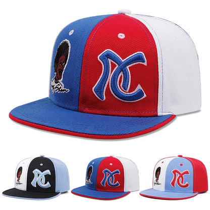 Flat brimmed Hat Black AC Embroidered Snapback Hat