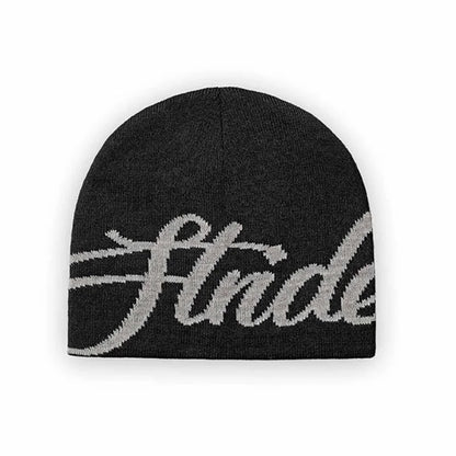 Men Beanie Kpop Letter Hat Y2k Black Knit Hip Hop Streetwear