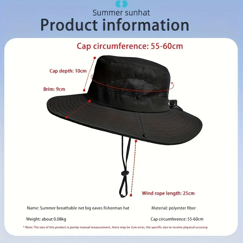 Outdoor Fishing Mountaineering Fisherman Hat Breathable Large Brim Sun Hat