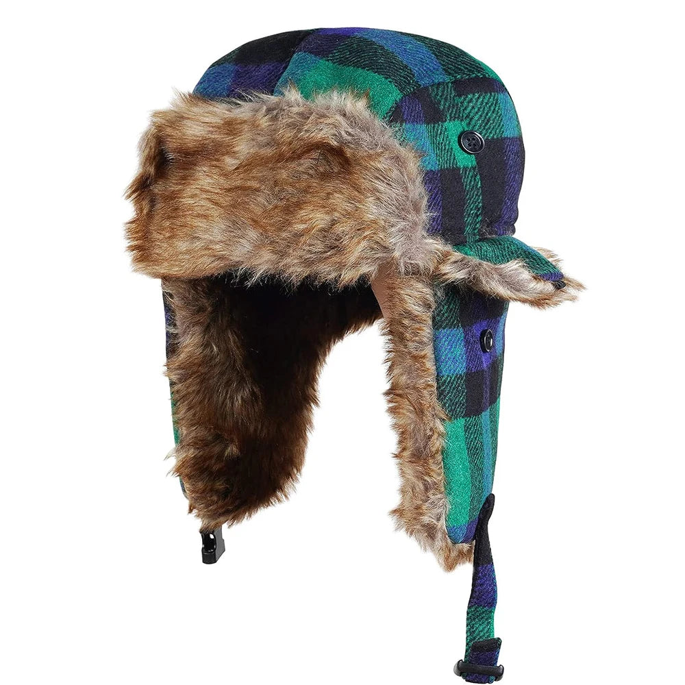 Lumberjack Plaid Aviator Trapper Hat