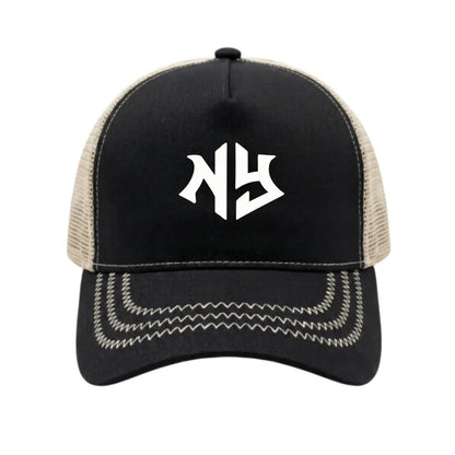 NEW YORK Printed Trucker Mesh Hat Adjustable Snapback Dad Hat Breathable Outdoor Sun Baseball Cap