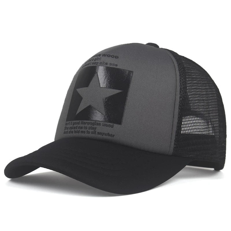 New Trendy Breathable Mesh Hat Pentagram Street Dance Skateboarding Outdoor Leisure Sunshade Baseball Hat Unisex