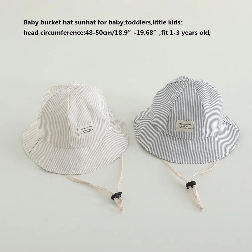 New Panama Summer Striped Children Bucket Hat Baby Boys And Girls Beach
