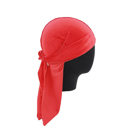 New Unisex Velvet Durags Bandana Turban Hat Men Women Breathable Long Tail