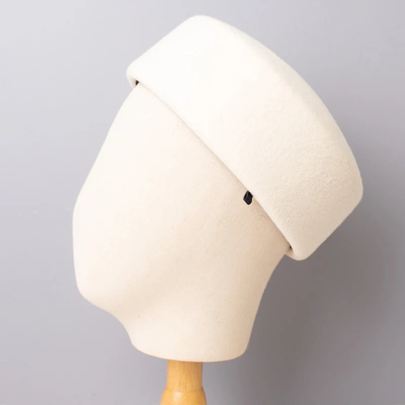 Vintage Hard Top Flat Fedoras Hats Women 100% Wool Felt Berets Hat