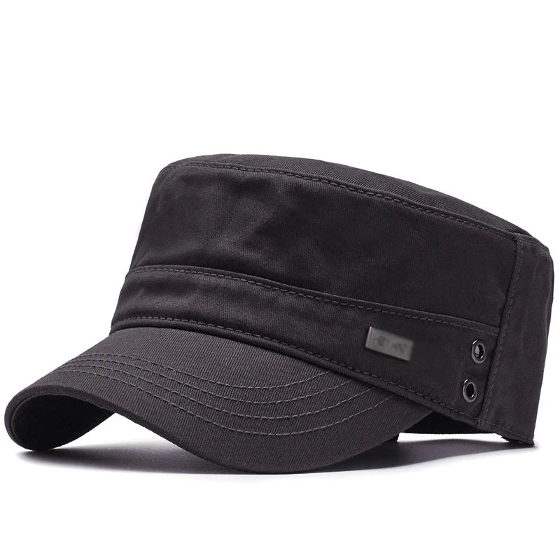 Four Seasons Flat Top Hat Men Simple Cotton Peaked Hat