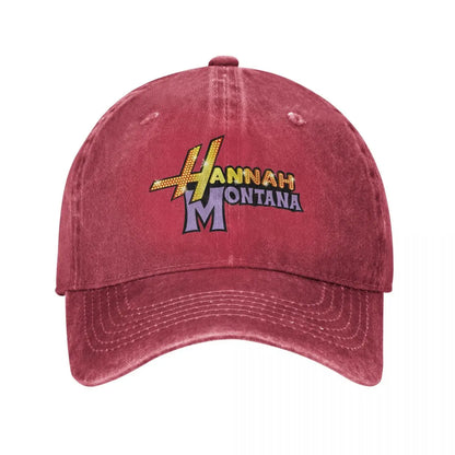 Hannah Montana Logo Baseball Cap Fashion Distressed Washed Miley Cyrus Funny