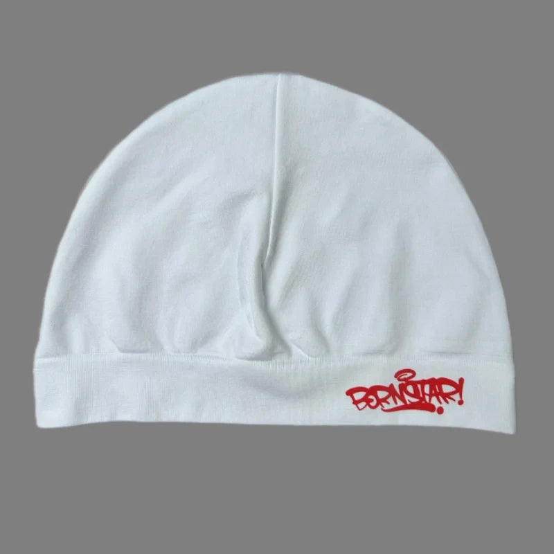 Letter Print Skull Cap Helmet Liner Beanie Thin Lightweight Stretch Hat