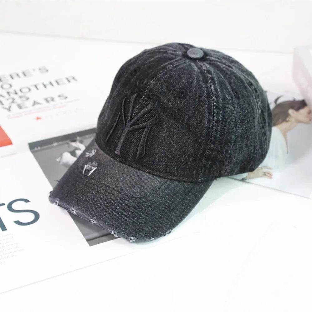 Denim Fabric Washed Denim Baseball Cap