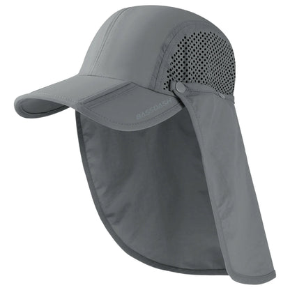 UPF 50+ Foldable Fishing Hat Baseball Cap With Removable Neck Flap Portable