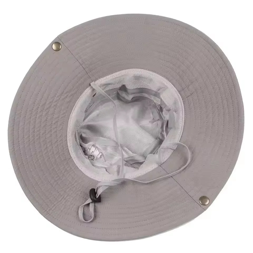 Summer Men Bucket Hat Outdoor UV Protection Wide Brim Panama Safari Hunting Hiking Hat