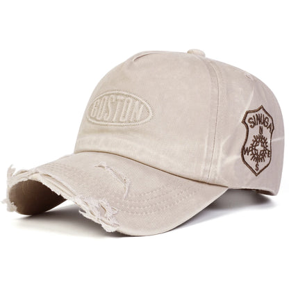 Unisex Boston Hole Washing Embroidery Baseball Caps Spring Autumn