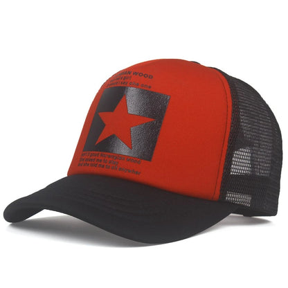 New Trendy Breathable Mesh Hat Pentagram Street Dance Skateboarding Outdoor Leisure Sunshade Baseball Hat Unisex