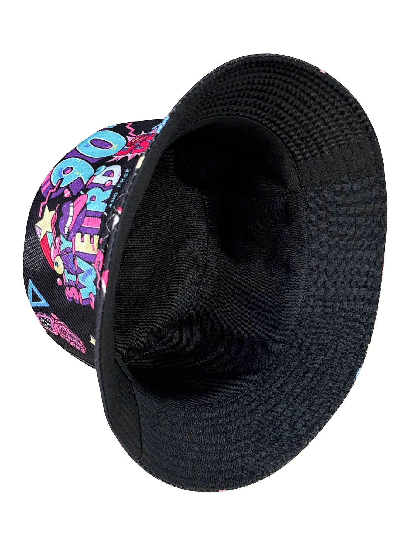 Abstract Personality Tape Black 90S Print Bucket Hat