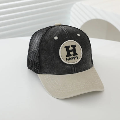 New Outdoor Letter H Children's Hats Summer HAPPY Mesh Baseball Cap Unisex Duck