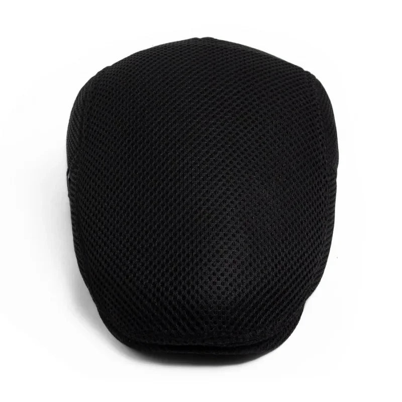 Men Summer Hollow Mesh Beret Breathable Vintage Forward Cap