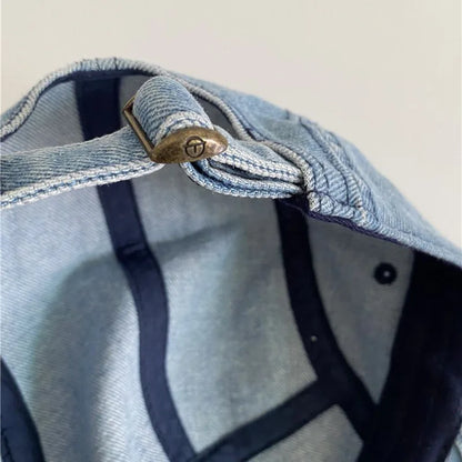 American Retro Washed Denim Flat Brimmed Duckbill Cap