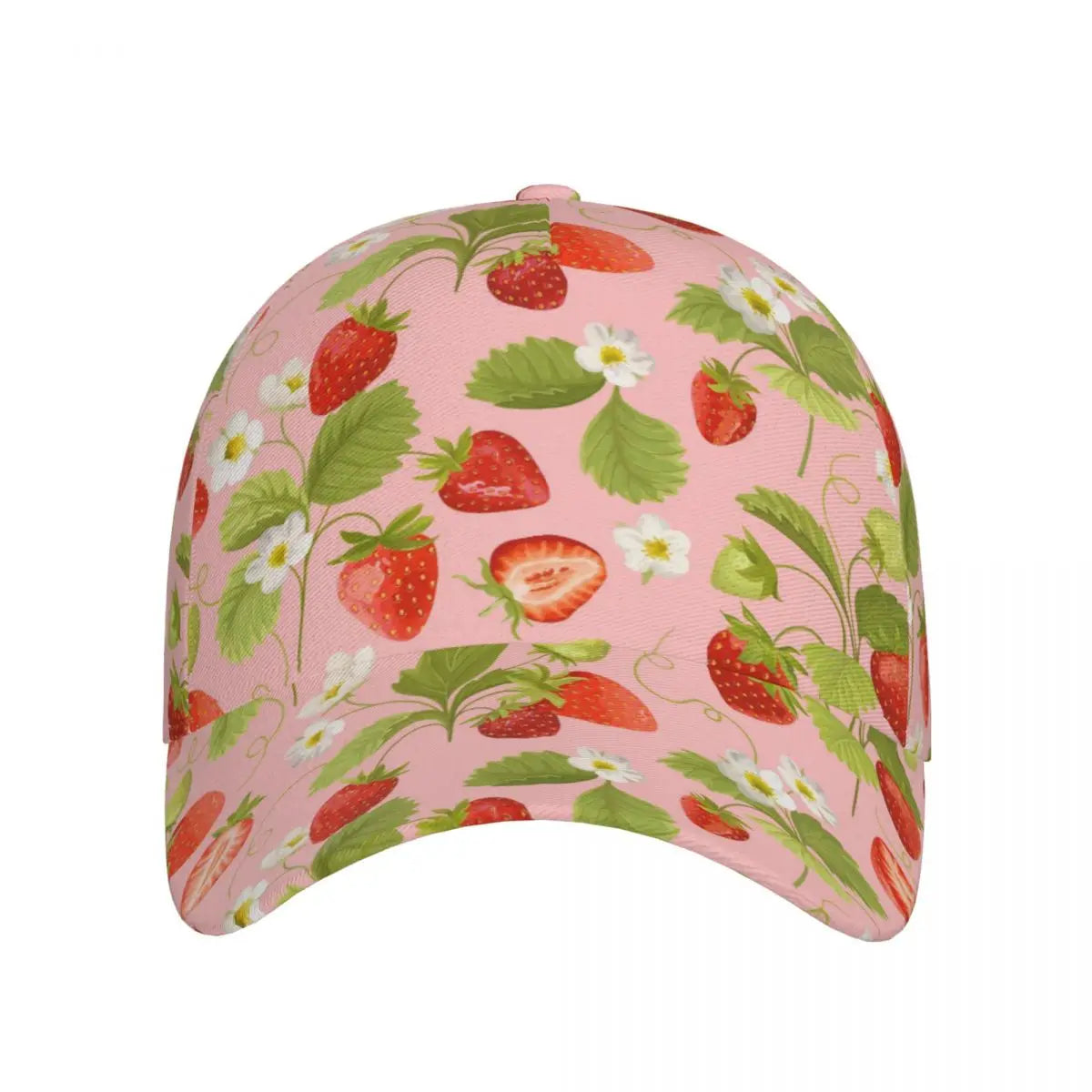 Strawberry Pattern Baseball Cap Adjustable Polyester Snapback Hat