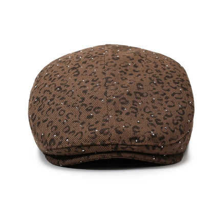 Vintage Leopard Print Newsboy Cap