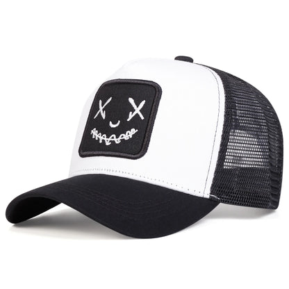Unisex XX Smiling Face Embroidery Baseball Net Caps Spring and Summer
