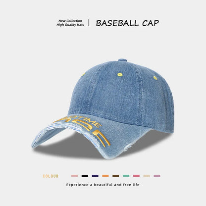 American Vintage Distressed Denim Baseball Cap