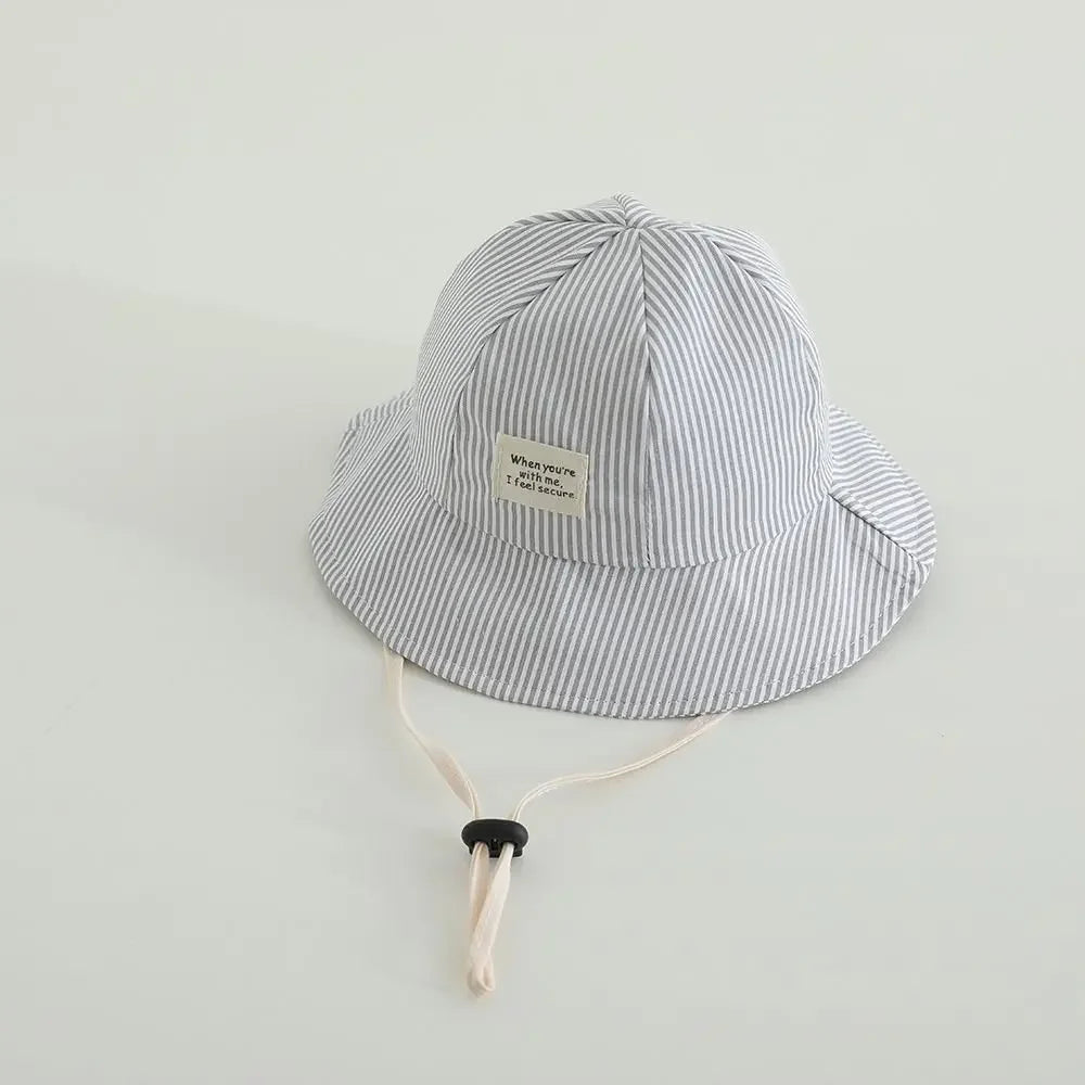 New Panama Summer Striped Children Bucket Hat Baby Boys And Girls Beach