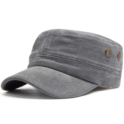 Men Flat Army Hat Washed Cotton Vintage Visor Baseball Cap Hunting Militarily Caps Casual Outdoor