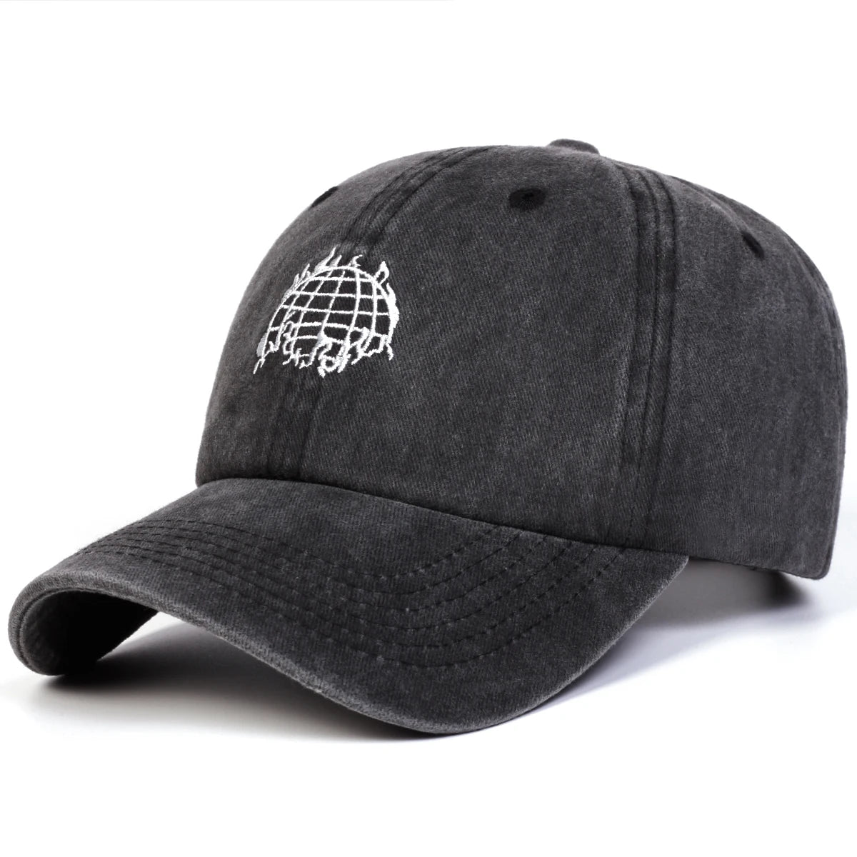 Unisex Earth Embroidery Washed Baseball Cap Spring Autumn